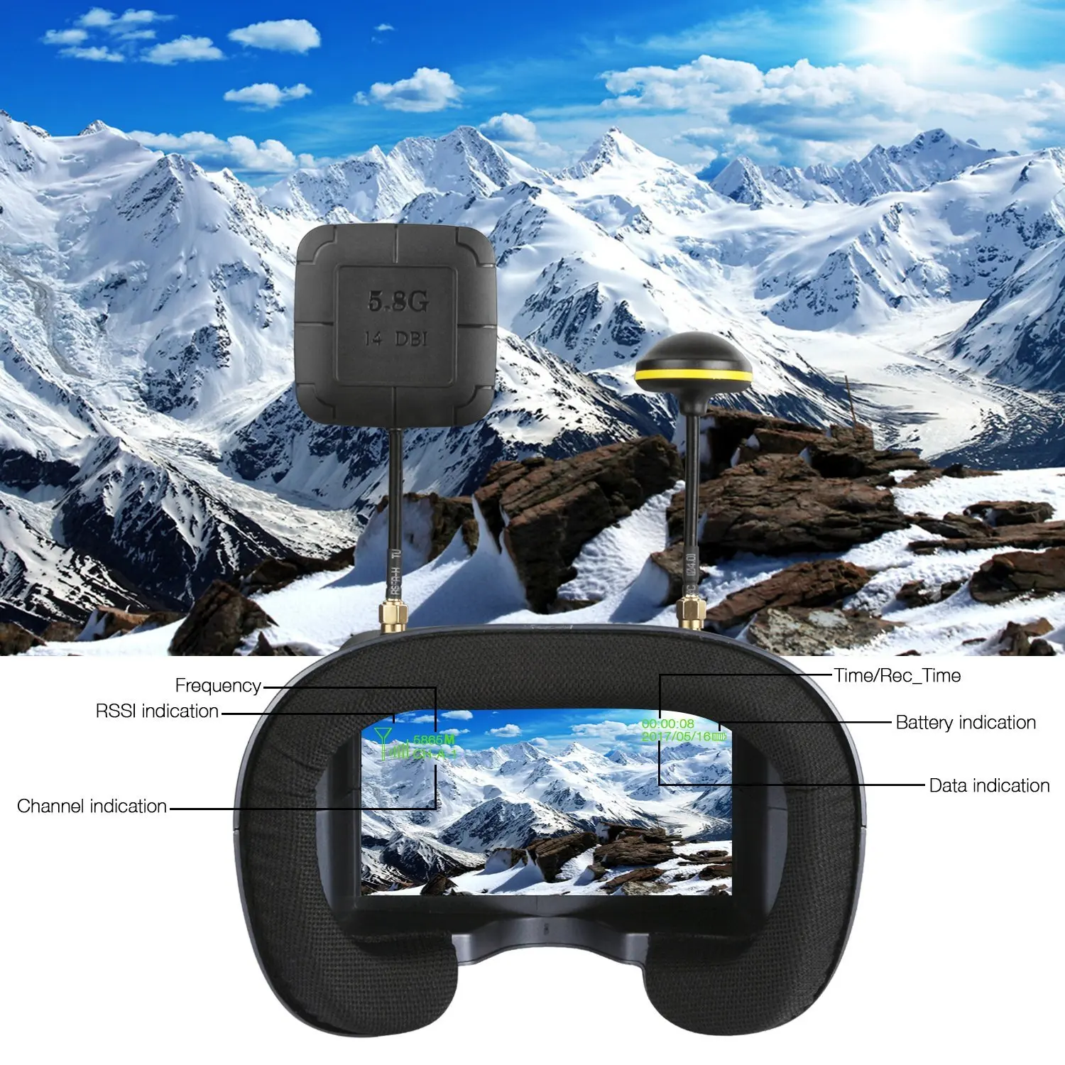 5.8G 40CH 4.3 Inch 800*480 Vid - Fpv Drone Goggles recensie en prijs